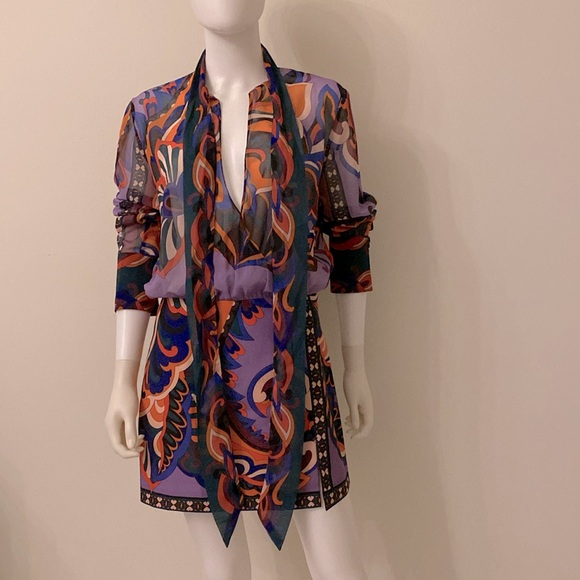 ZARA WOMEN PURPLE MULTI PUCCI PRINTED MINI DRESS NEW - Picture 5 of 11